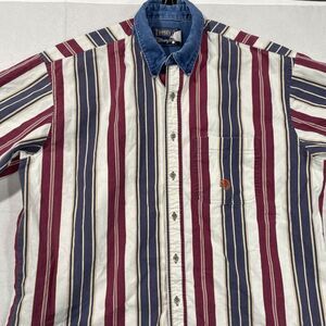 Vintage Wrangler 20X Brushpopper Men XL 90s Button Down Striped Colorful TwentyX
